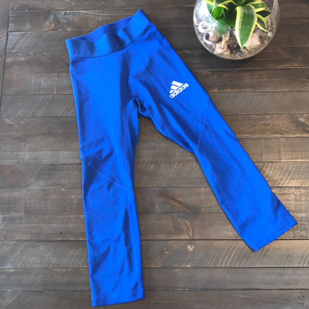 ADIDAS BLUE 3/4 COMPRESSION TIGHTS/LEGGINGS